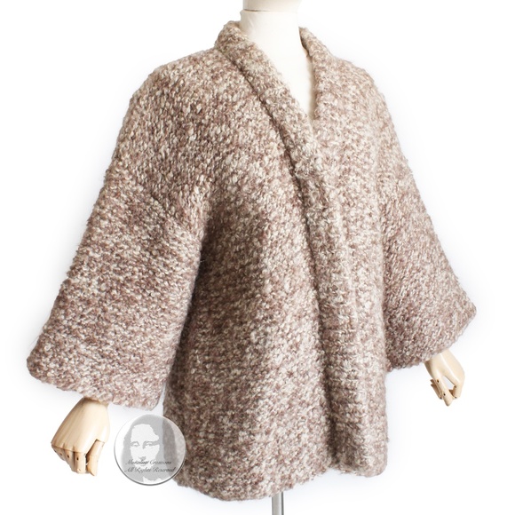 Bonnie Cashin The Knittery Noh Cardigan Jacket Hand Knit Kimono Sleeve Rare 70s - Picture 1 of 10